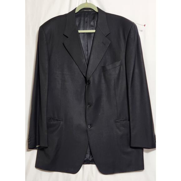 Canali Blazer Men US 50L EU 60L Black 100% Wool Italy 3 Button Blazer EUC